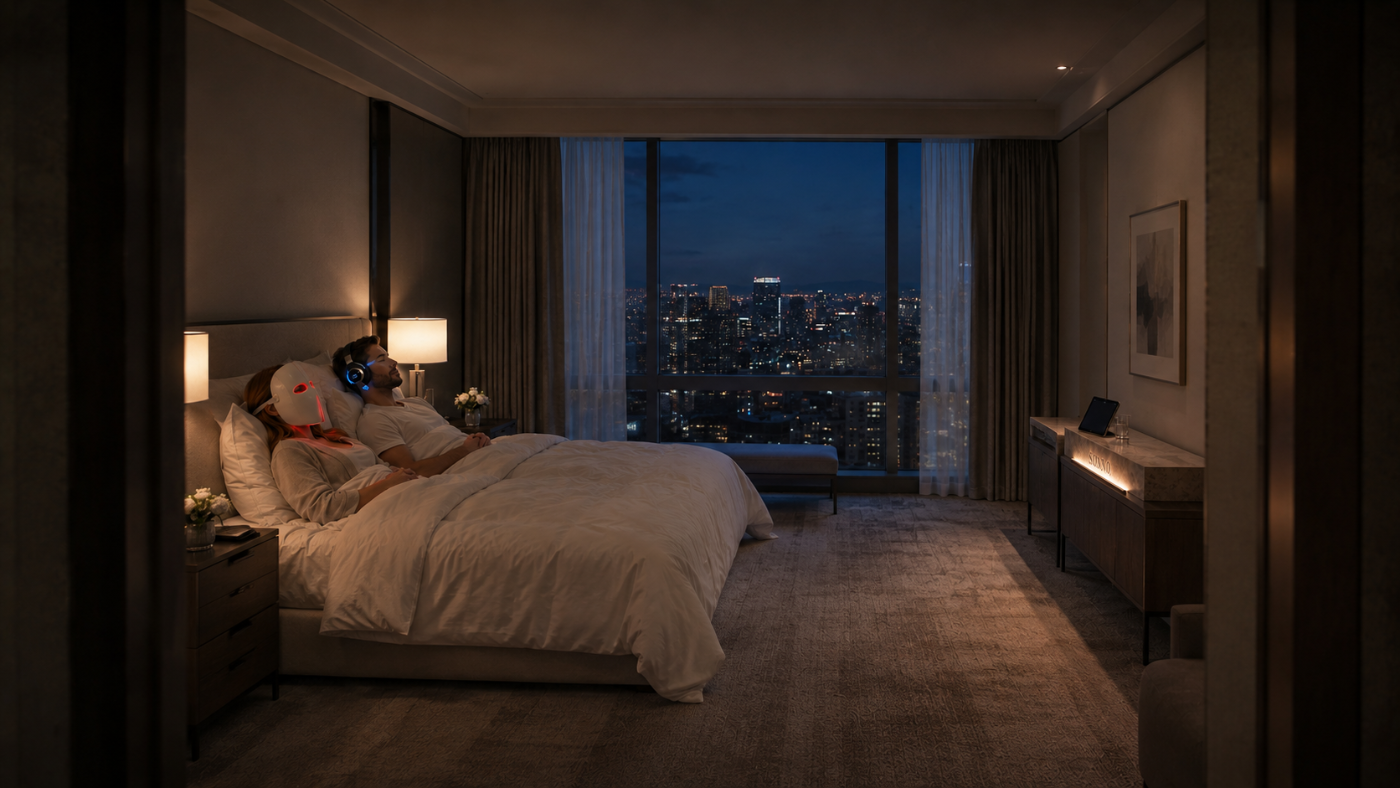 A calm guest room prepared with the Sonno sleep experience